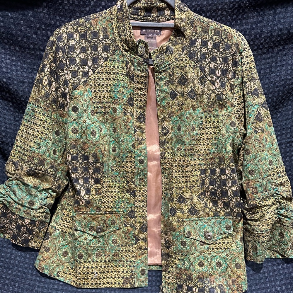 Multiples Olive and Brown Textured Jacket